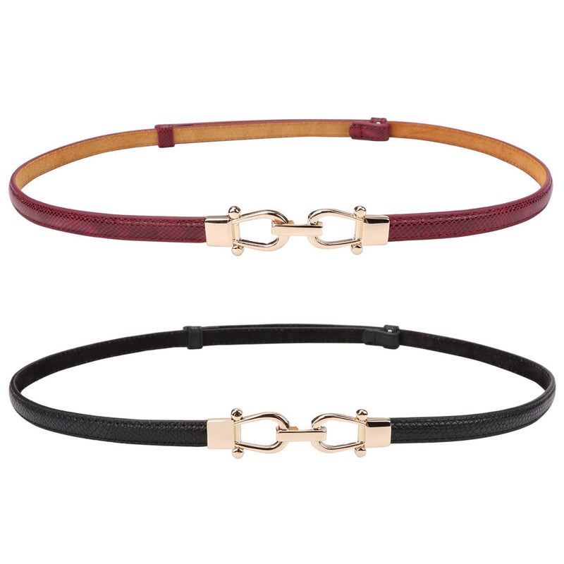 JASGOOD Leather Skinny Women Belt Ladies Thin Waist Belts Plus Size Adjustable for Jeans Pants Dresses with Metal Buckle - Image 1